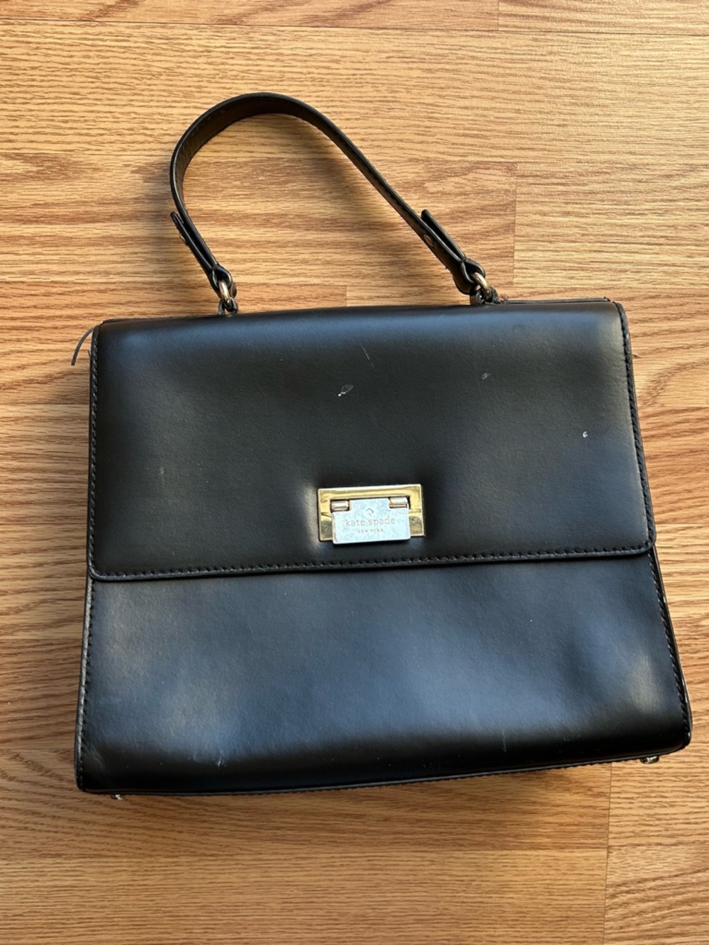 Kate Spade Doris Harwood Place Black Leather Top Handle Satchel see description